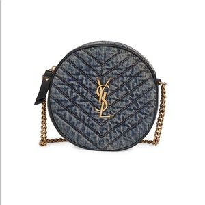 Saint Laurent Nile Round Matelassé Denim Bag